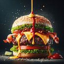 Burger with splashing sauce by Laly Laura thumbnail