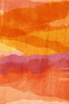 Colorful abstract painting in vivid orange, yellow, lilac