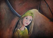 paardenmeisje ( horsegirl) olieverfschilderij van Els Fonteine thumbnail