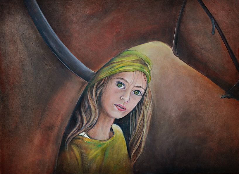 paardenmeisje ( horsegirl) olieverfschilderij van Els Fonteine