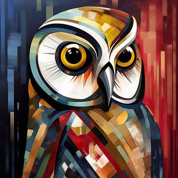 Owl Abstract by Blikvanger Schilderijen