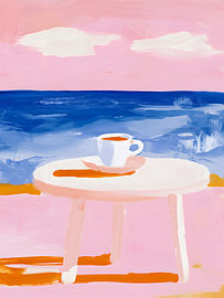 Morgendlicher Espresso am Meer von Mosaic Dialogue