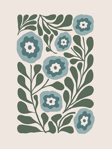 Bloemendans in blauw