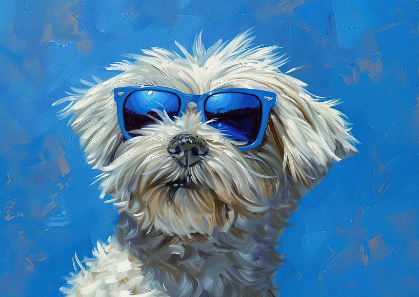 Dog Portrait Blue | Whiskered Wanderlust Reflections by Eye catching paintings