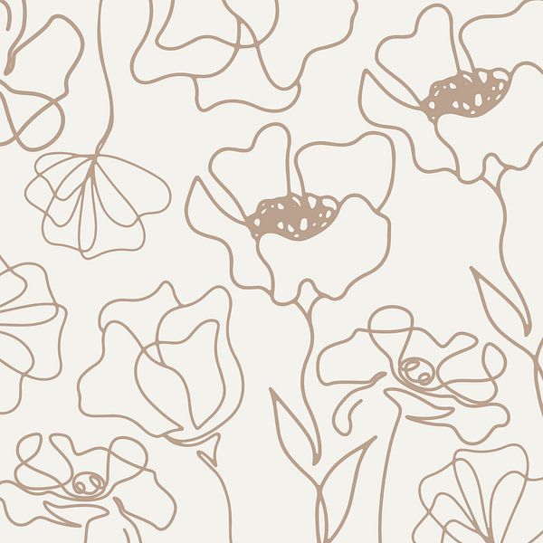 Scandinavian floral market beige on ivory by Mad Dog Art