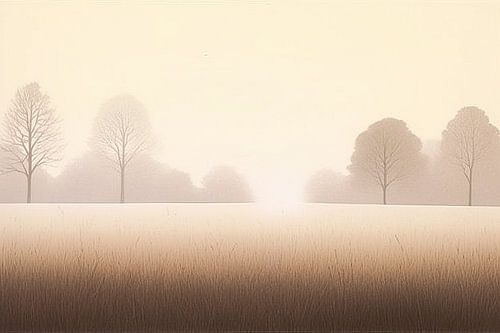 Beige Malerei Serenade der Stille | Landschaftsmalerei
