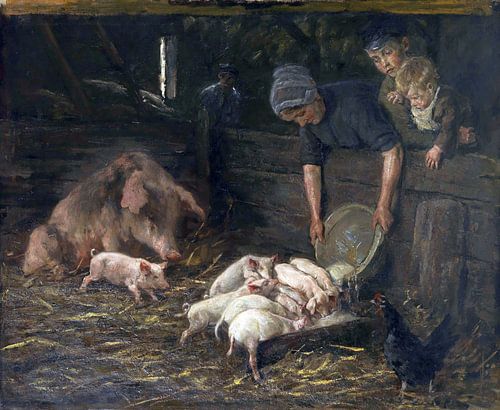 De kwekerij - varken, varkenshokken, MAX LIEBERMANN, 1888