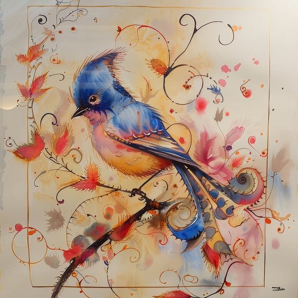 Aquarell eines Vogels von Gelissen Artworks
