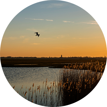 Zonsondergang Nederlands landschap Eempolder van Mark de Weger