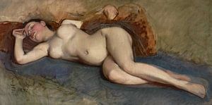 Nackt, liegend - Frank Duveneck - 1892
