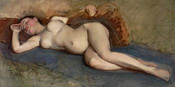 Nackt, liegend - Frank Duveneck - 1892