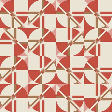 Modern abstract geometrisch patroon in koraalroze, bruin en wit nr.  7 van Dina Dankers