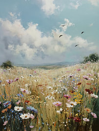 Wildblumenwiese in neutralen Farben