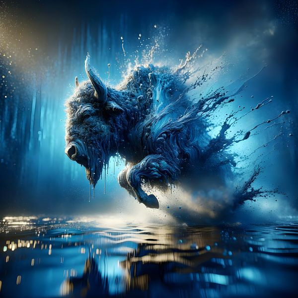 Un flux d'énergie puissant - tableau mural "Buffle d'eau bondissant par ARTWERX