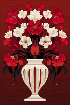 Vase mit Blumen in Rot von Whale & Sons