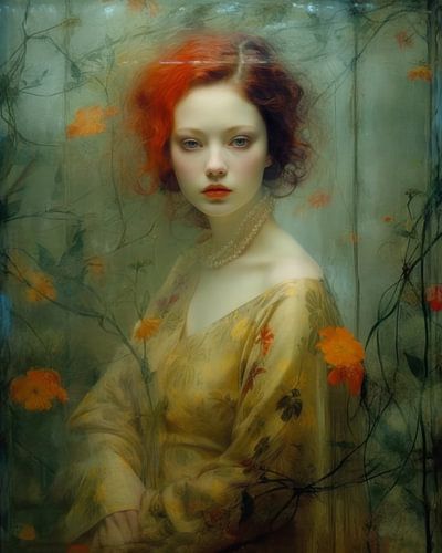 Botanisch portret in vintage stijl