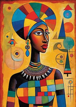 Afrikaanse stam vrouw abstract 2 van MIROKKU