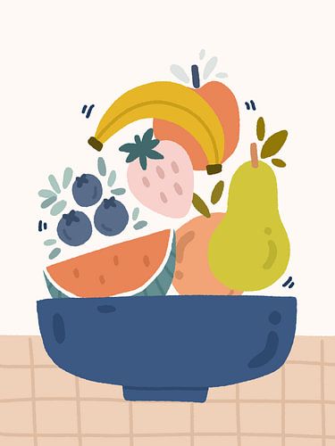 Colorful Fruit Bowl Illustration