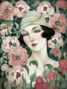 Frau und Blumen