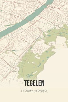 Vintage landkaart van Tegelen (Limburg) van Rezona