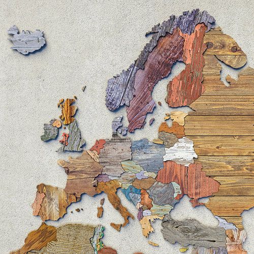 Holzkarte Europa von Frans Blok - Fotos, Kunst und weitere Wanddekoration