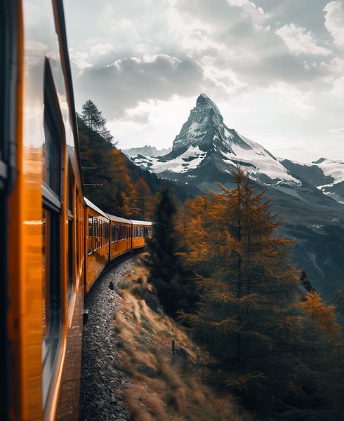 Voyage en train dans les Alpes par fernlichtsicht