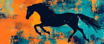 Dynamic thoroughbred run in a sea of colour by Poster Art Shop