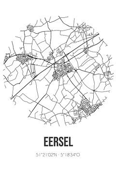 Eersel (Noord-Brabant) | Landkaart | Zwart-wit van MijnStadsPoster