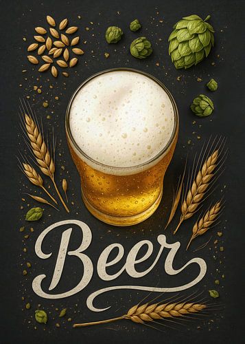Bier Poster - Golden Brewing Art für Bar & Küche