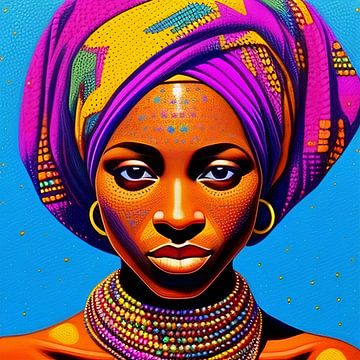 Zanaa, kleurrijk portret van een Afrikaanse vrouw van All Africa