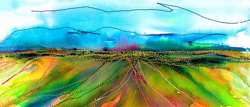 Paysage abstrait. Aquarelle mixte.