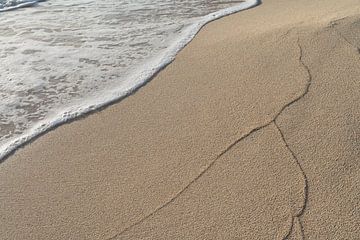 Traces de vagues sur la plage de sable 1