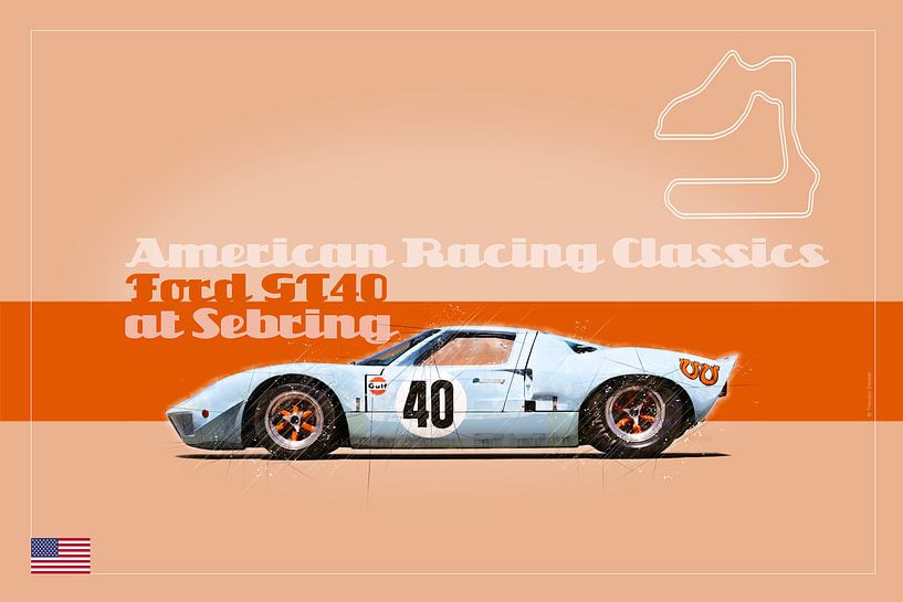 Ford GT40 in Sebring, USA van Theodor Decker