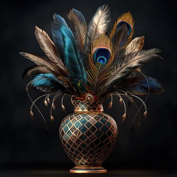 Stillleben Vase mit exotischen Federn (4) von Rene Ladenius Digital Art