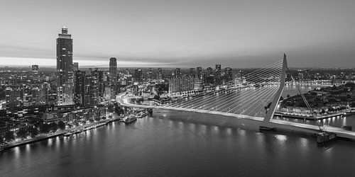 Skyline Rotterdam black-and-white panorama