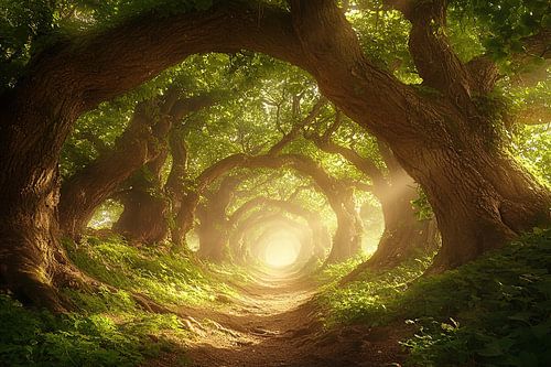 picturesque mystical light in the forest
