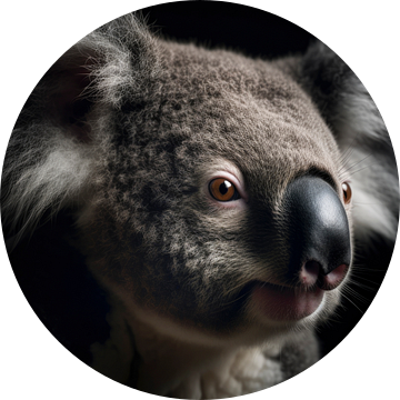 Koala Portret Zwarte Achtergrond van Digitale Schilderijen