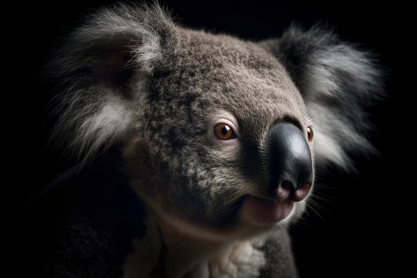 Portrait de Koala Fond noir par Digitale Schilderijen