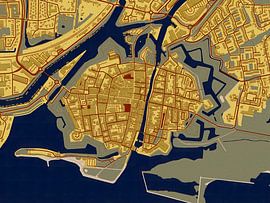 Plan du centre de Gorinchem dans le style de Gustav Klimt sur Maporia