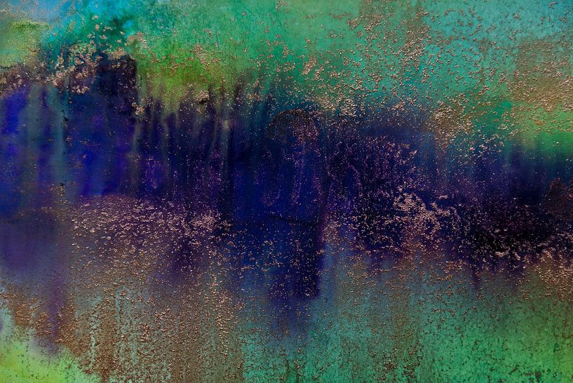 Lila Grün Blau Messing Abstrakt 1123-3 von Iris Holzer Richardson