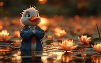 Die Dapper Duck in einem Lotusparadies