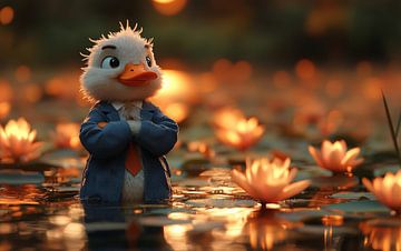 Die Dapper Duck in einem Lotusparadies