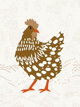 Brown hen on the grass by Annick