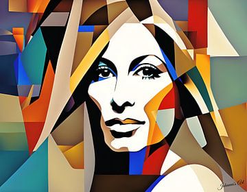 Abstracte kunst van Barbra Streisand 1 van Johanna's Art
