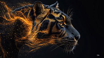 gouden panter op een zwarte achtergrond