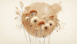 Beige natürliche Feldblumen und Gräser von Digital Picture Art