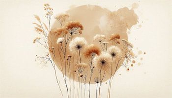 Fleurs des champs et herbes naturelles beiges