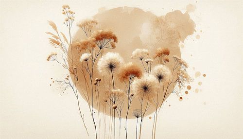 Beige natürliche Feldblumen und Gräser