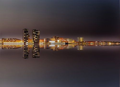Almere City Skyline at night.