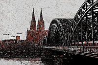 Keulen panorama artstyle schilderij zwart rouge wit